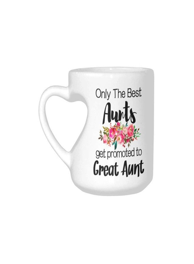 WECE MUG كوب قهوة مضحك على شكل قلب من السيراميك الأبيض سعة 10.3 أونصة، هدية مثالية لأعياد الميلاد وعيد الميلاد، فقط أفضل الخالات هن من يُرقّين إلى خالات كبيرات. - Image 2